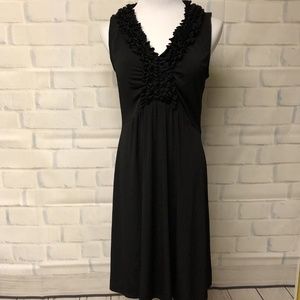 Clarie Little Black Dress Ruffle Trim Jersey Knit